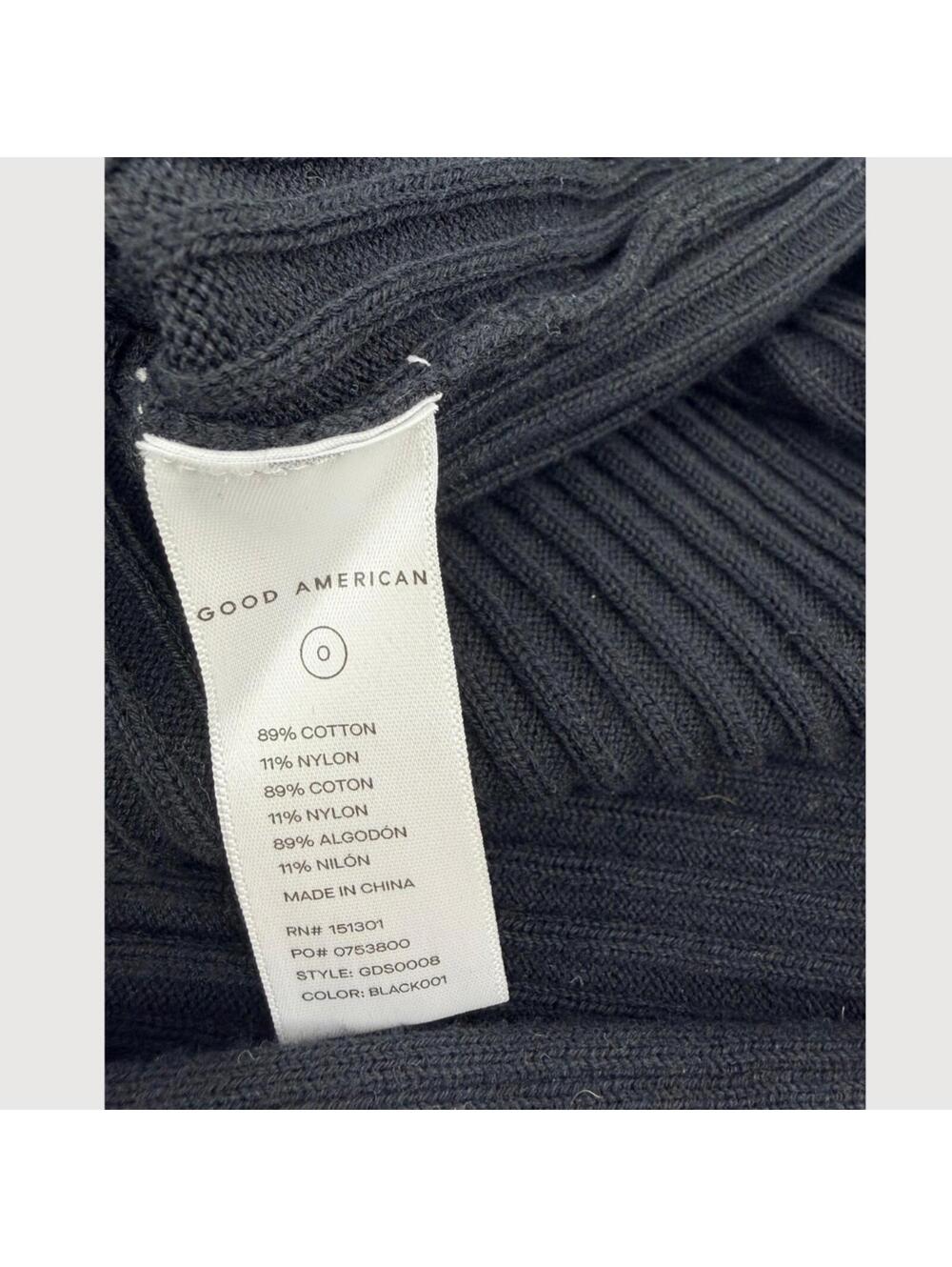 Good American Rib Knit Tie Waist Midi Dress Black Size 3 - Picture 5 of 9